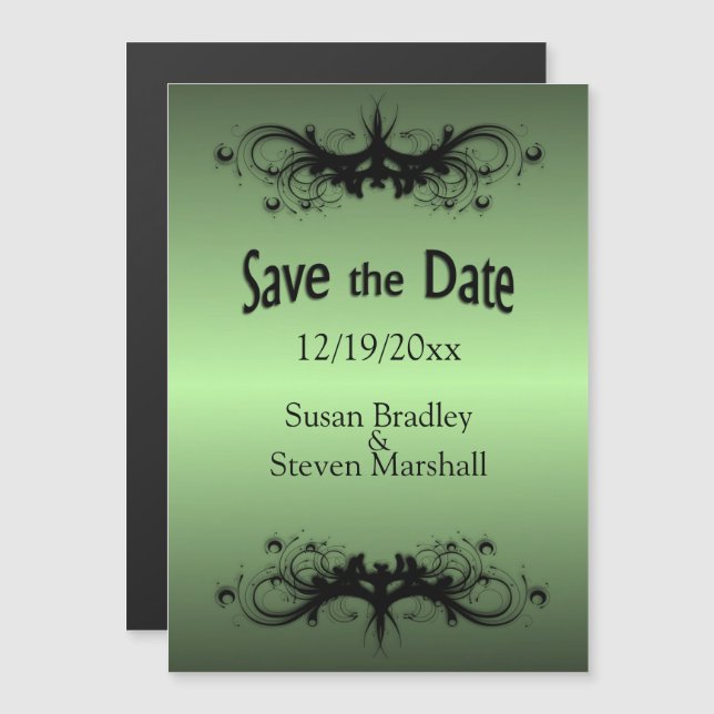 Apple Green Save the Date Magneteinladung (Vorne/Hinten)