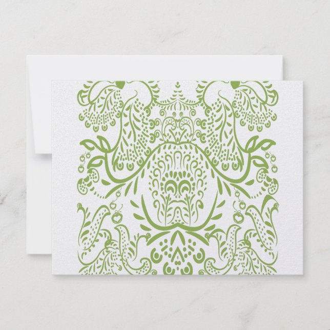 Apple Green Whimsical Bird Wedding Cards RSVP Karte (Vorderseite)