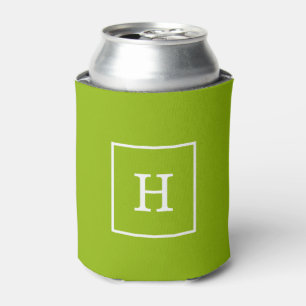 Apple Green White Gerahmt Initial Monogram Dosenkühler