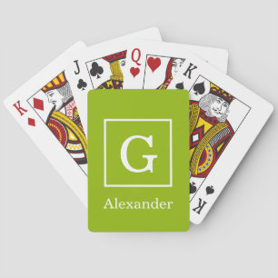 Apple Green White Gerahmt Initial Monogram Spielkarten