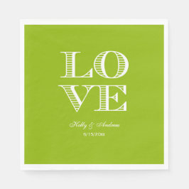 Apple Green, White LIEBE Napkins Serviette