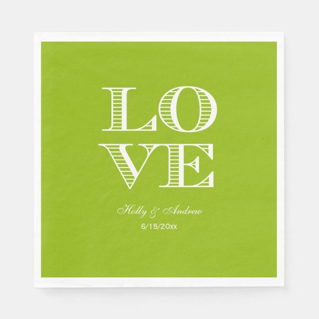 Apple Green, White LIEBE Napkins Serviette (Vorderseite)