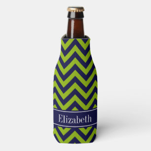 Apple Grn Navy LG Zickzack Navy Blue Name Monogram Flaschenkühler