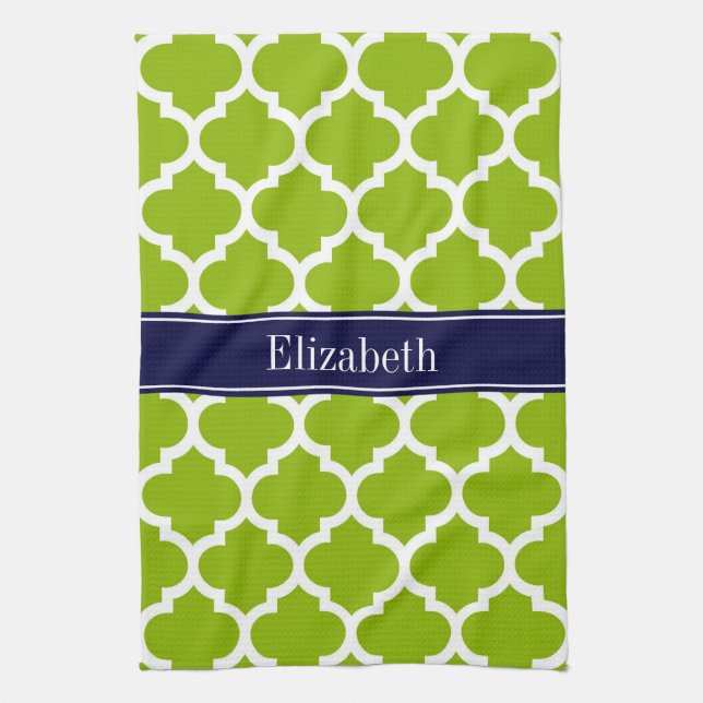 Apple Grn Welch marokkanische #5 Navy Blue Name Mo Geschirrtuch (Vertikal)