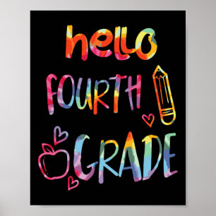 Apple Hallo 4. Klasse 4 Erster Tag der Schule T Poster