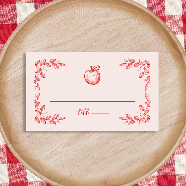 Apple Hand Drawn Fall Herbst Babydusche Platzkarte (Apple Hand Drawn Fall Autumn Baby Shower Place Card)
