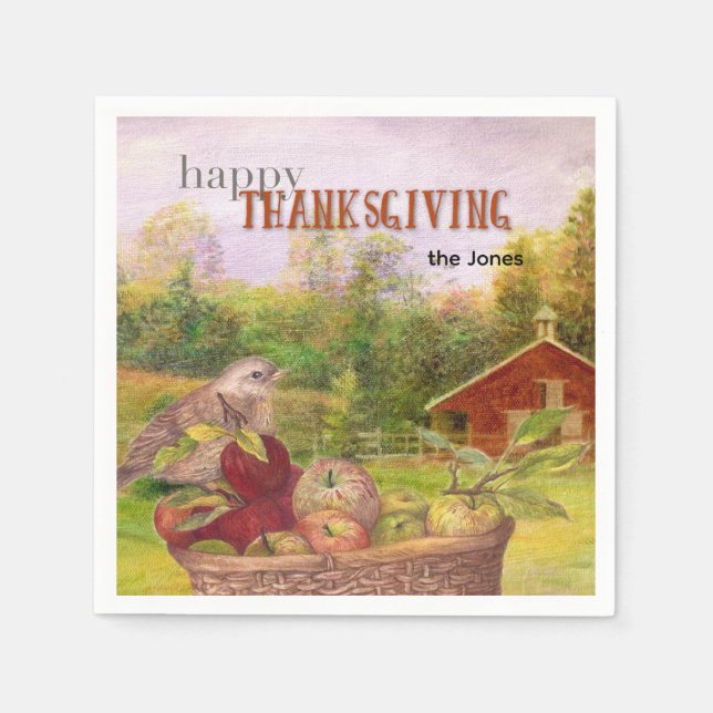 Apple Harvest Happy Thanksgiving Serviette (Vorderseite)