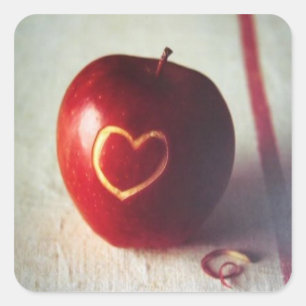 Apple Heart Quadratischer Aufkleber