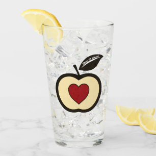 Apple & Herz Schwarz & Rot Food to Grow-Logo Glas