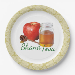 Apple Honey Brocade Rosh Hashanah Papierplatte Pappteller