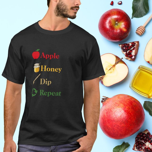 Apple Honey Dip Wiederholung Rosh Hashanah T-Shirt (Von Creator hochgeladen)