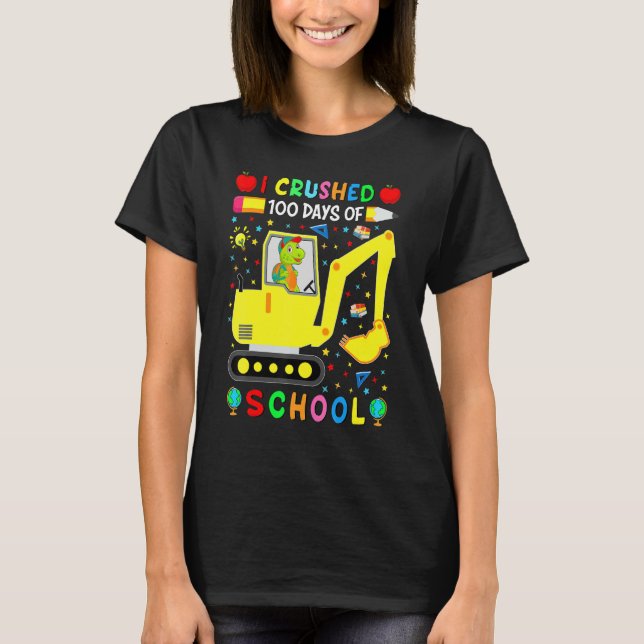 Apple I Crushed 100 Day of School Dinosaur Truck F T-Shirt (Vorderseite)