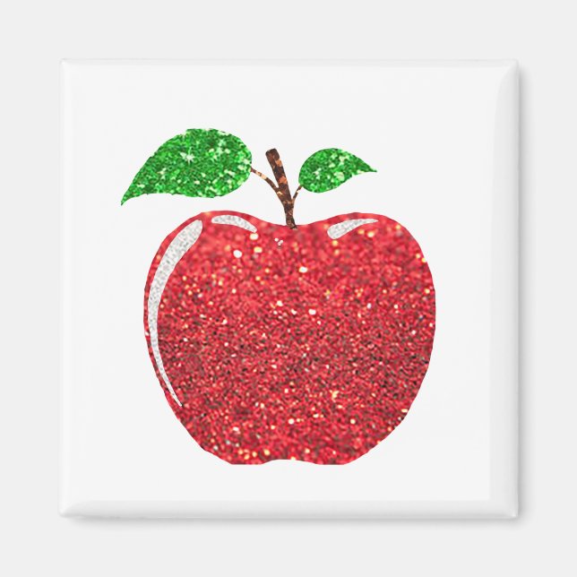 Apple Imitate Roter Glitzer Magnet (Vorne)