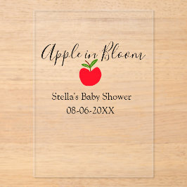 Apple in bloom baby shower red apple name date  acryleinladungen