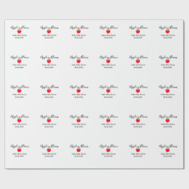 Apple in bloom baby shower red apple name date  geschenkpapier