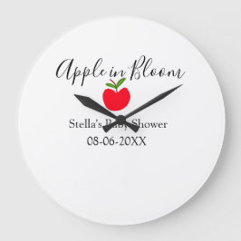 Apple in bloom baby shower red apple name date  große wanduhr