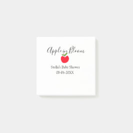 Apple in bloom baby shower red apple name date  post-it klebezettel