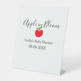 Apple in bloom baby shower red apple name date  sockelschild