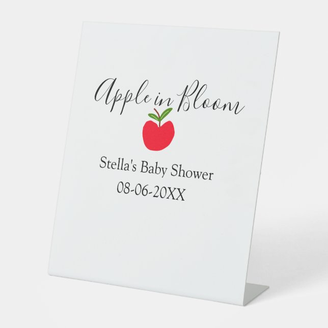Apple in bloom baby shower red apple name date  sockelschild (Vorderseite)
