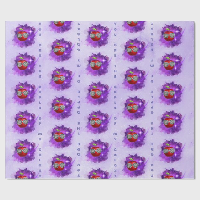 Apple in einem dankbaren Galaxy Wrapping Paper Geschenkpapier (Flach)