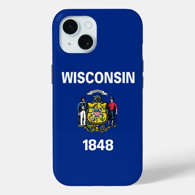 Apple iPhone 15 Case-Mate, Flagge von Wisconsin Case-Mate iPhone Hülle (Rückseite)