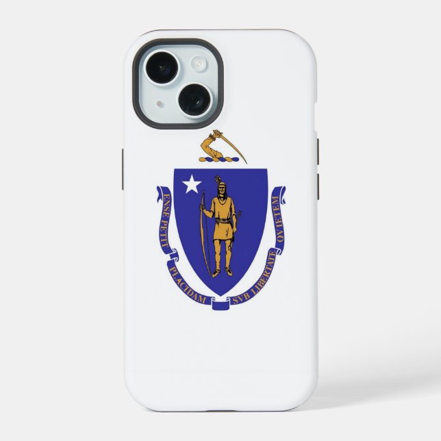 Apple iPhone 15 Case-Mate mit Massachusetts-Flagge Hülle (Rückseite)