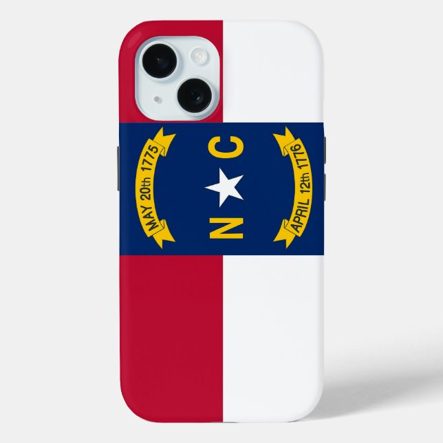 Apple iPhone 15 Case-Mate mit North Carolina-Flagg Hülle (Rückseite)