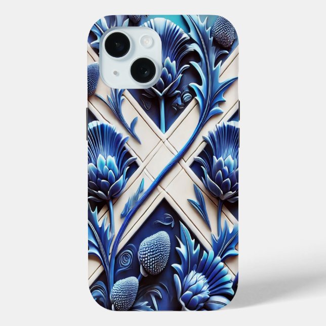 Apple iPhone 15 Case-Mate with Scottish Thistles Case-Mate iPhone Hülle (Rückseite)