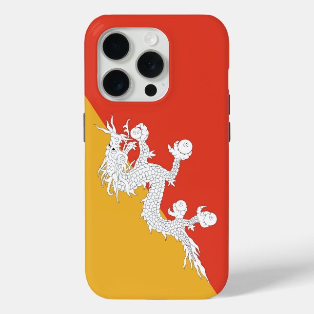 Apple iPhone 15 Pro Case-Mate, Flagge von Bhutan Case-Mate iPhone Hülle (Rückseite)