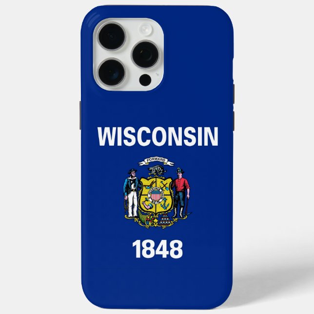 Apple iPhone 15 Pro Max, Flagge von Wisconsin Case-Mate iPhone Hülle (Rückseite)