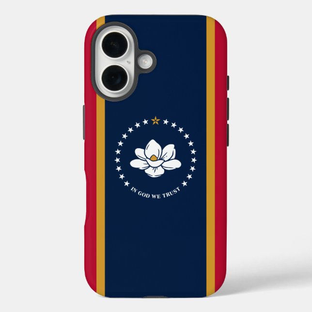 Apple iPhone 16 Case-Mate mit Mississippi-Flagge Hülle (Rückseite)