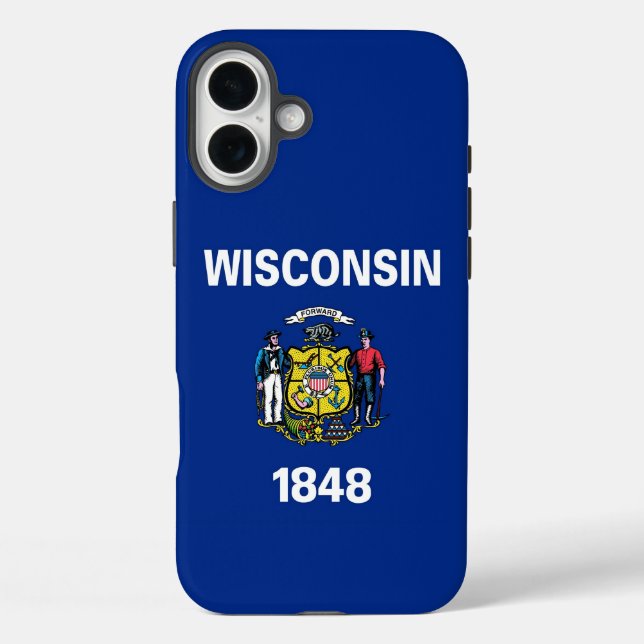 Apple iPhone 16 Plus Hülle, Flagge von Wisconsin Case-Mate iPhone Hülle (Rückseite)
