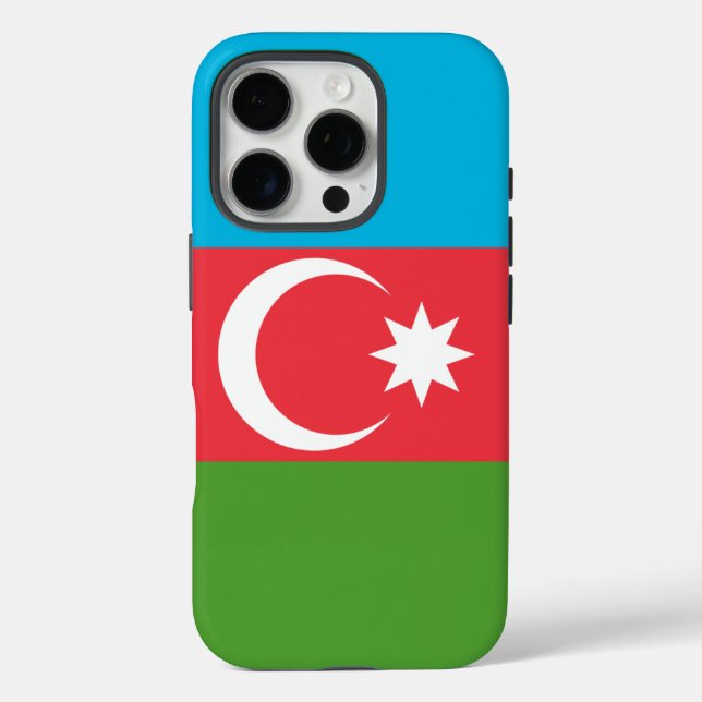 Apple iPhone 16 Pro Case-Mate, Flagge Aserbaidscha Case-Mate iPhone Hülle (Rückseite)