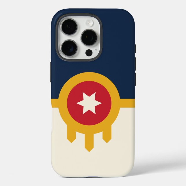 Apple iPhone 16 Pro Case-Mate, Flagge von Tulsa Ci Case-Mate iPhone Hülle (Rückseite)