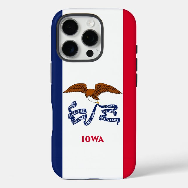 Apple iPhone 16 Pro Case-Mate, Iowa-Flagge Case-Mate iPhone Hülle (Rückseite)