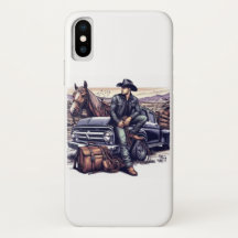 Apple IPhone Case Cowboy mit einem Lieferwagen ind