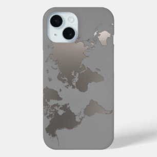 Apple iPhone Case Weltkarte Reisen Silver Gray