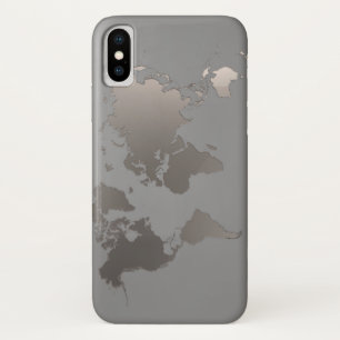 Apple iPhone X Case World Map Business Travel Gray