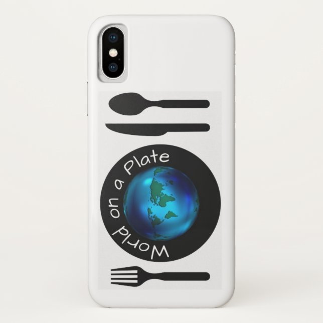 Apple iPhone X Phone Case World auf einer Platte (Rückseite)