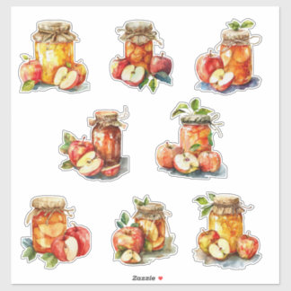 Apple Jam Jar and Apples Watercolor Aufkleber