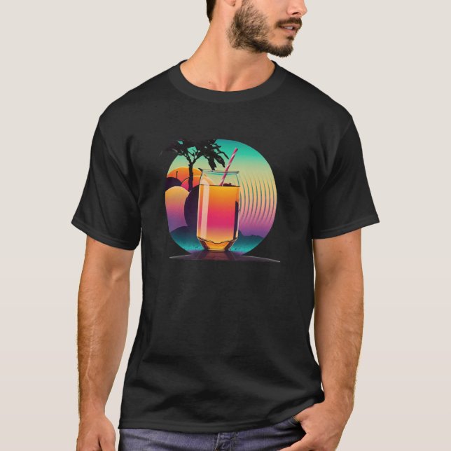 Apple Juice Synthwave 80s Retrowave Aesthetic T-Shirt (Vorderseite)