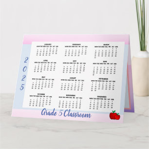 Apple-Kalender für Lehrer 2025 - Faltkarte Karte