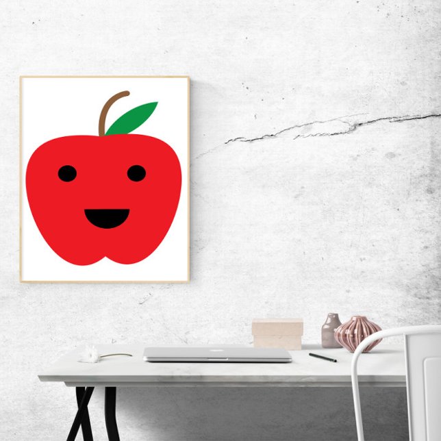 Apple Kawaii Niedlich Red Fruit Poster (A poster with a cute kawaii red apple)