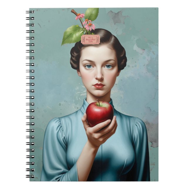 Apple Lady Portrait It's A Beautiful Life Notebook Notizblock (Vorderseite)