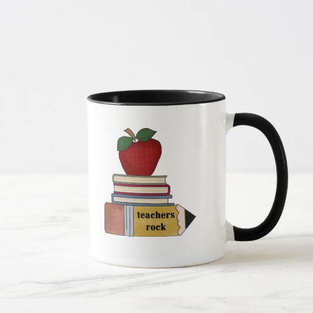 Apple-Lehrer-Felsen-T-Shirts und Geschenke Tasse (Rechts)