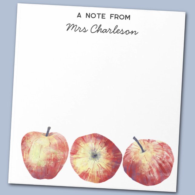 Apple Lehrer Wertschätzung Personalisiert Notizblock (Watercolor apple teacher appreciation notes for classroom encouragement )