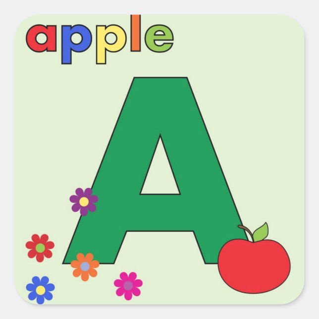 Apple Letter A Quadratischer Aufkleber (Vorderseite)
