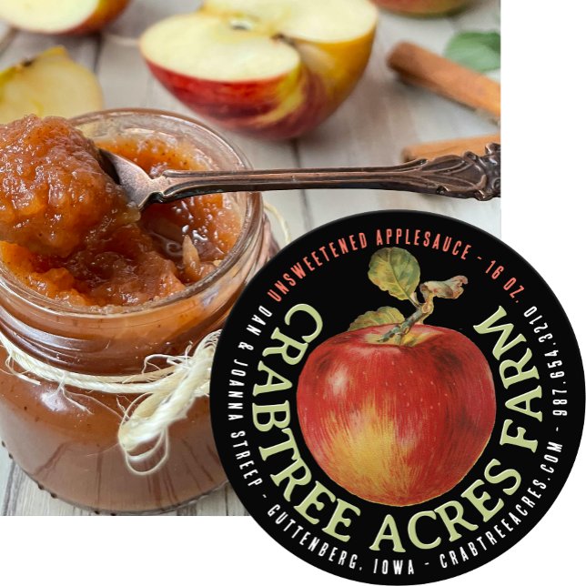 APPLE LOGO Farm Orchard Business Applesauce Klasse Runder Aufkleber (Von Creator hochgeladen)