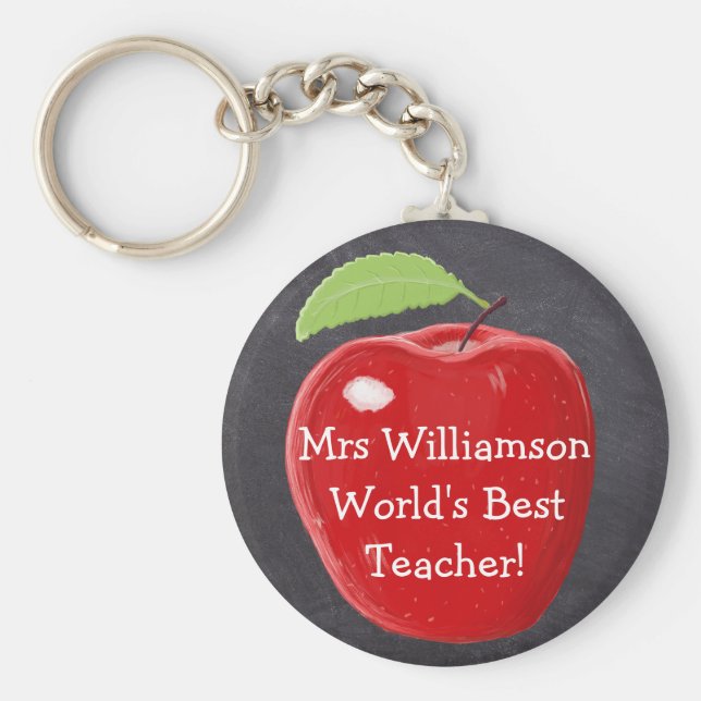 Apple-Malerei der personalisiertsten Lehrerin der  Schlüsselanhänger (Vorne)