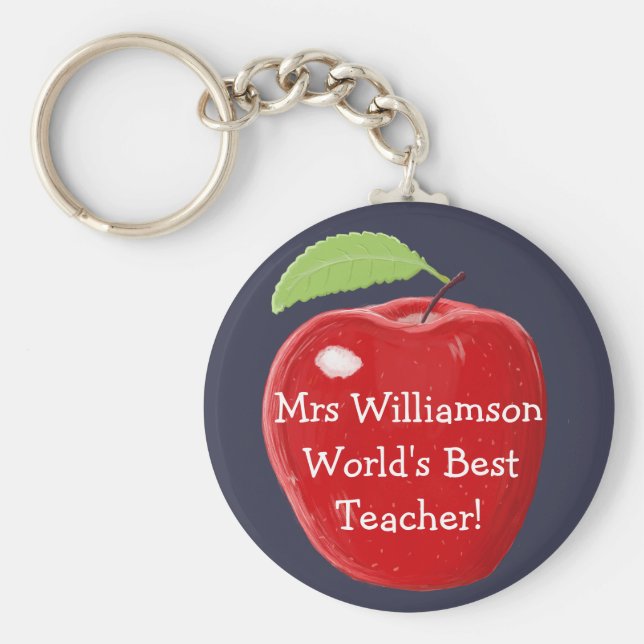 Apple-Malerei der personalisiertsten Lehrerin der  Schlüsselanhänger (Vorne)